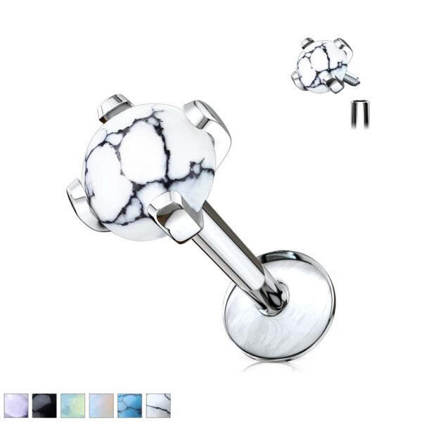 Semi Precious Stone Labret Cartilage Stud