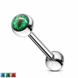 Snake Eye Inlaid Ball Surgical Steel Barbell