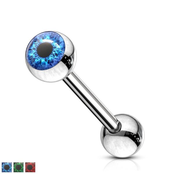 Eyeball Inlaid Surgical Steel Tongue Barbell