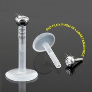 16g Bioflex Monroe / Labret With 2mm Clear Press Fit Gem
