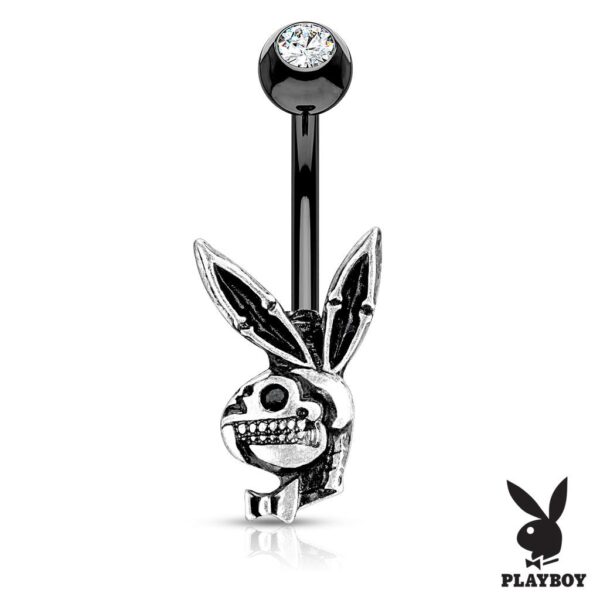 Playboy Bunny Skull PVD Belly Bar