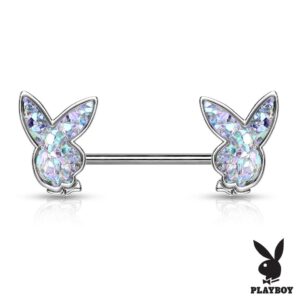 Playboy Bunny Nippel Leiste mit Kristall Auge Und Perlen Rand 