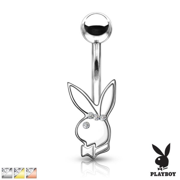 Playboy Bunny Belly Bar With Clear Gem Eye
