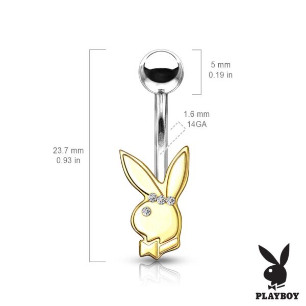 Playboy Bunny Belly Bar With Clear Gem Eye - Image 2
