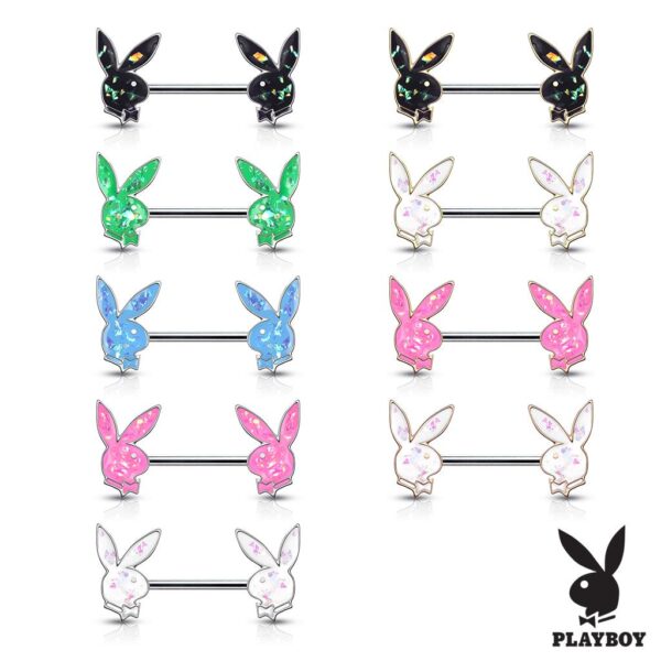 Opal Glitter Playboy Bunny Ends Nipple Bar - Image 3