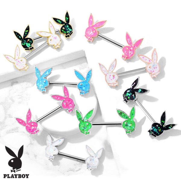 Opal Glitter Playboy Bunny Ends Nipple Bar - Image 4