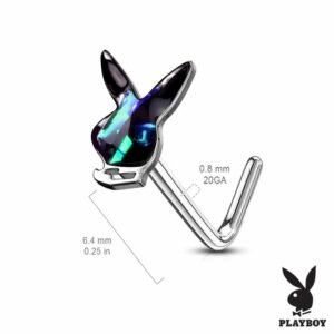 Opal Glitter Playboy L Bend Nose Stud