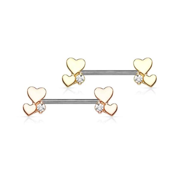 Cluster Hearts Surgical Steel Nipple Bar