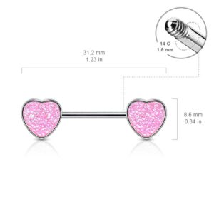 Druzy Stone Heart Nipple Bar