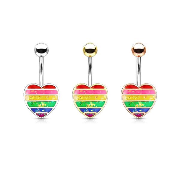 Rainbow Opal Glitter Heart Belly Bar - Image 3