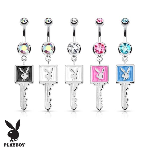 Playboy Bunny Enamel Key Belly Bar / Navel Ring
