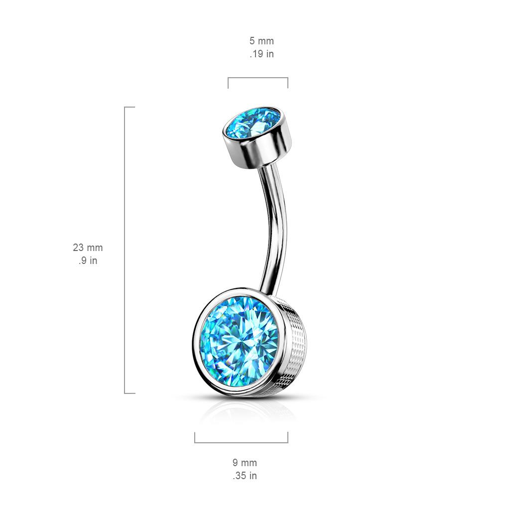 Bezel Set CZ Internally Threaded Belly Bar - Image 2