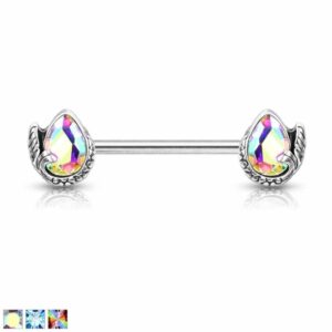 Mermaid Tail Crystal Teardrop Nipple Bar