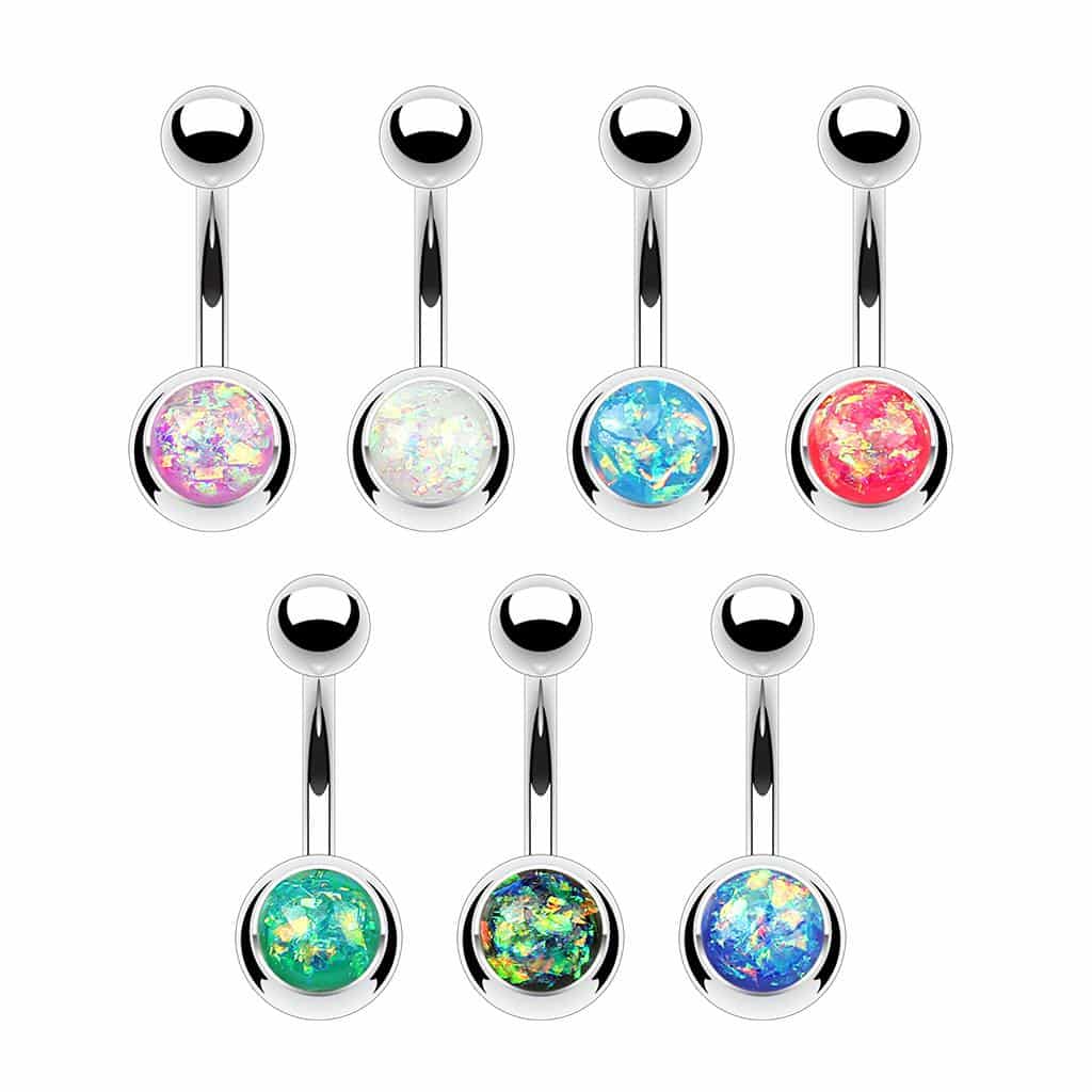 Opal Glitter Belly Bar