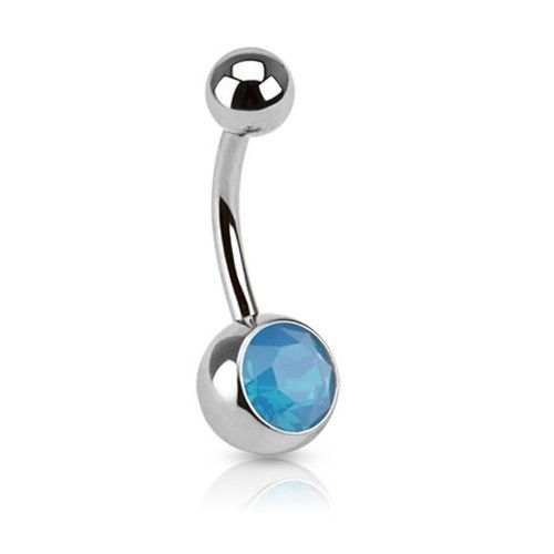 Surgical Stainless Steel Opal Stone Belly Bar / Navel Ring