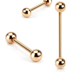 Rose Gold IP Surgical Steel Barbell – Nipple / Scaffold / Tongue – Choose Length