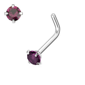 “L” Bend CZ Jewelled 316L Surgical Steel Nose Studs / Ring