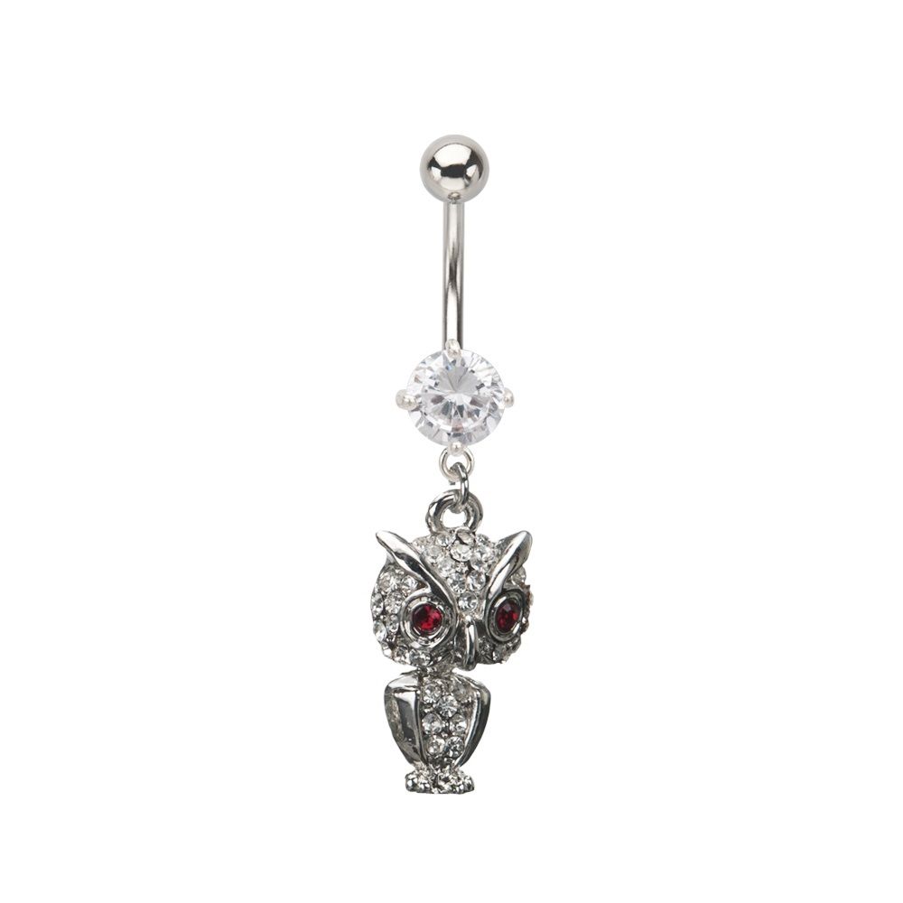 thumbnail interactive-video image 1 of Double Gem Star Cubic Zirconia Navel Ring - 14g Surgical Steel Belly Button Ring 1 of 3