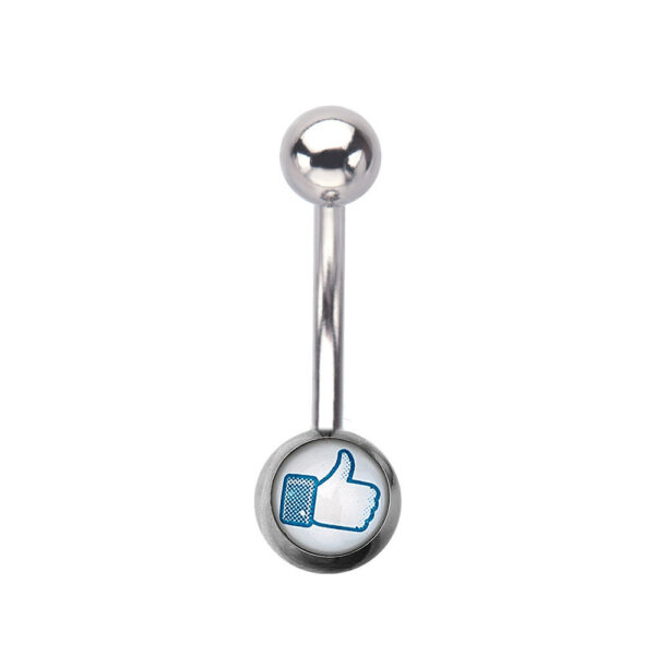 Surgical Steel Thumbs Up / Like Logo Belly Bar / Navel Ring