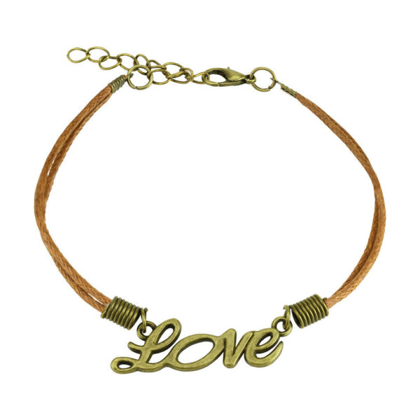 Leatherette Bracelet With Lobster Claw Clasp - Love / Clover / Infinity Symbol