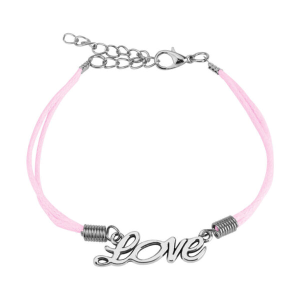 Leatherette Bracelet With Lobster Claw Clasp - Love / Clover / Infinity Symbol