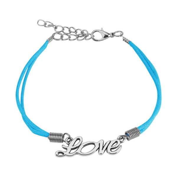 Leatherette Bracelet With Lobster Claw Clasp - Love / Clover / Infinity Symbol