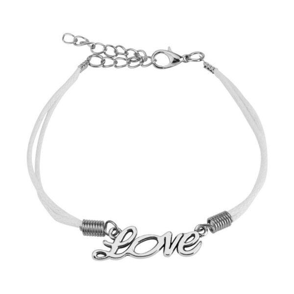 Leatherette Bracelet With Lobster Claw Clasp - Love / Clover / Infinity Symbol
