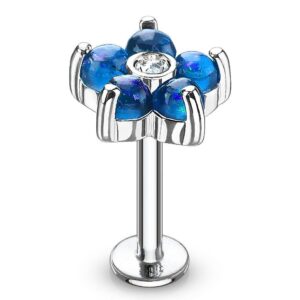 Opal Glitter Flower CZ Centre Surgical Steel Labret / Monroe / Cartilage Stud