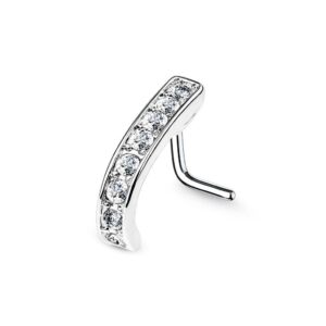 Channel CZ Nose Crawler Stud / Ring  With “L” Bend 316L Surgical Steel Bar