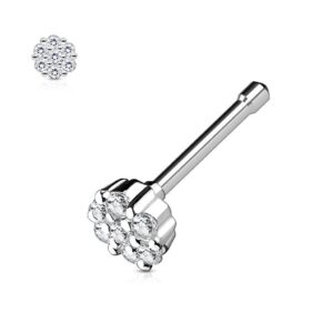 CZ Paved Round Top 316L Surgical Steel Nose Bone / Stud / Ring