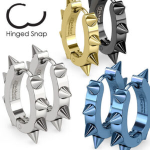 316L Surgical Steel IP U Shaped Hoop Earrings With Spikes