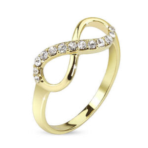 Infinite Infinity Pave Gemmed Brass Ring With 14 Kt Gold Plating