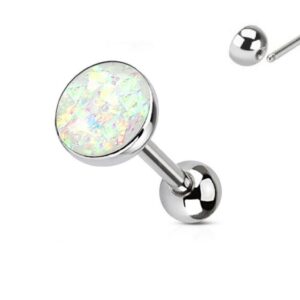 Imitation Opal Top 316L Surgical Steel Barbell / Tongue Ring