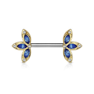Crystal Petal Ends Nipple Piercing Ring / Shield / Surgical Steel Barbell