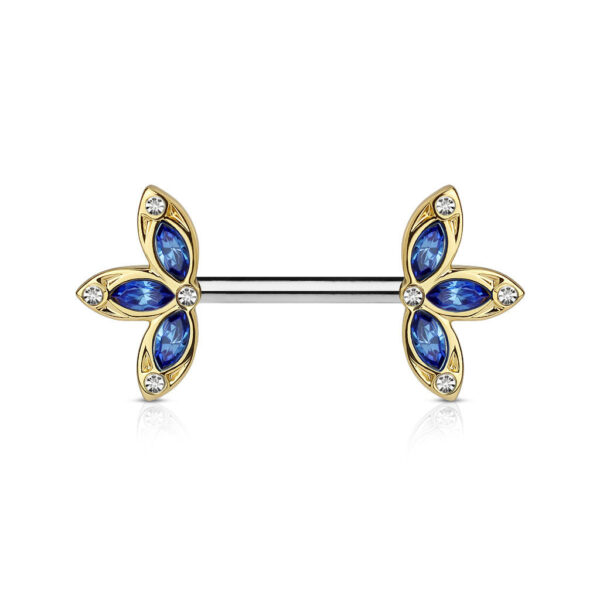 Crystal Petal Ends Nipple Piercing Ring / Shield / Surgical Steel Barbell