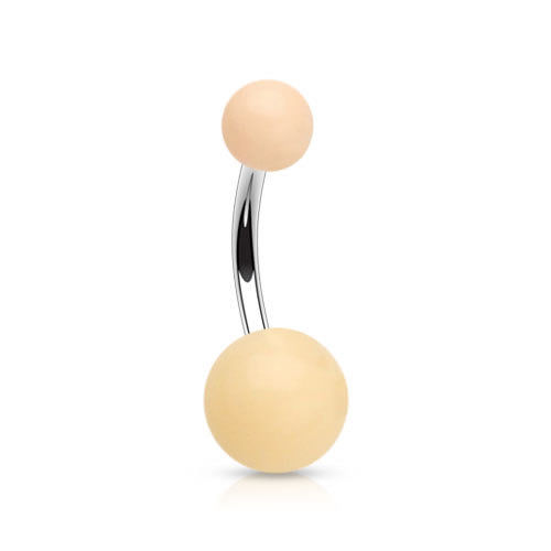Flesh Tone Acrylic Balls with 316L Surgical Steel Navel Barbell / Belly Bar