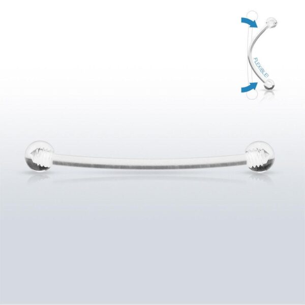 16g Bio-Flex PTFE Pregnancy Belly Bar / Retainer With Clear Acrylic Balls