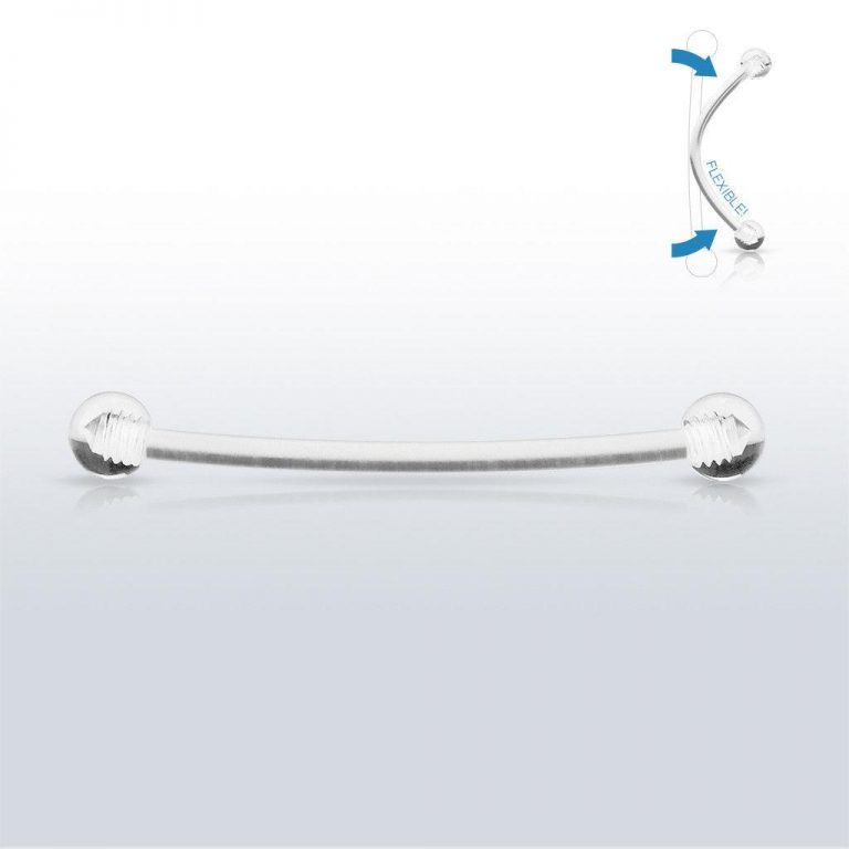 16g BioFlex PTFE Pregnancy Belly Bar / Retainer With Clear Acrylic