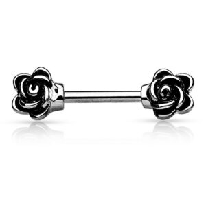 Casted Flower Ends 316L Surgical Steel Nipple Piercing Ring / Barbell