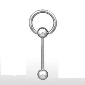 14G Surgical Steel Slave Doorknocker Tongue Barbell