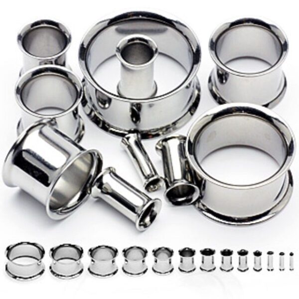 316L Surgical Stainless Steel Double Flared Flesh Tunnel / Ear Stretcher