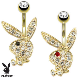 Gold Plated Multi Paved Playboy Bunny Belly Bar