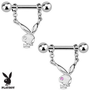 Dangle Chain Playboy Nipple Bar With CZ Gemmed Eye