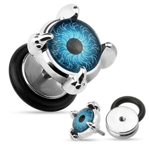 Claw And Eyeball Front 16g Surgical Steel Fake Plug / Ear Stretcher