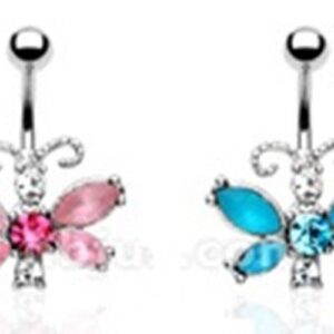 Frosted Gem Wing Butterfly Belly Bar / Navel Ring