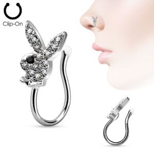 CZ Paved Playboy Clip On Nose Ring
