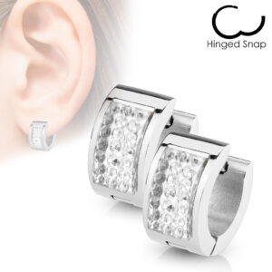 Square Crystal 316L Surgical Steel Hoop / Huggie Earrings
