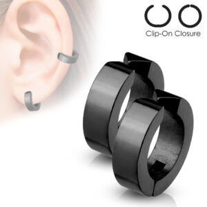 Men’s Polished Surgical Steel Huggie Non Piercing Clip On Earrings