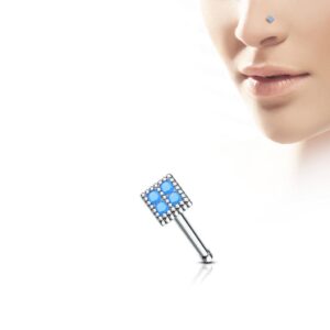 Blue Turquoise Square Top Nose Stud