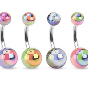 Metallic Coated Acrylic Eyeball Belly Bar – Black